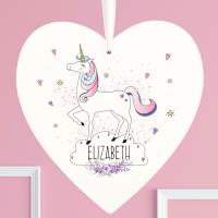 Personalised Unicorn Large Wooden Heart Decoration Extra Image 2 Preview